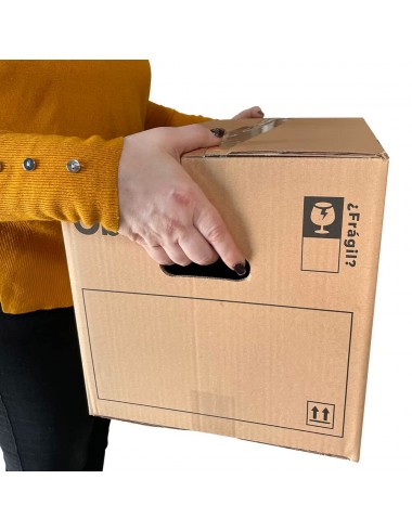 Oblait Box Pack 10 Cajas de Cartón 50 x 30 x 30 cm con Asas Talla L 45 Litros. Ultraresistenes. Fabricadas para Mudanza, Almacen